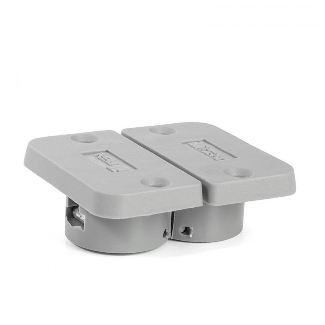 BISAGRA INVISIBLE KIRMA GRIS PARA MESA PARA TAPAS DE ESPESOR 17/18mm.