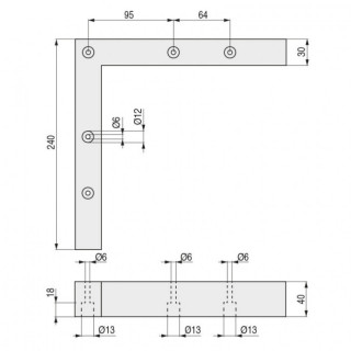 PATA PLASTICO SENKA 240x240 H40mm CROMO RAL 2
