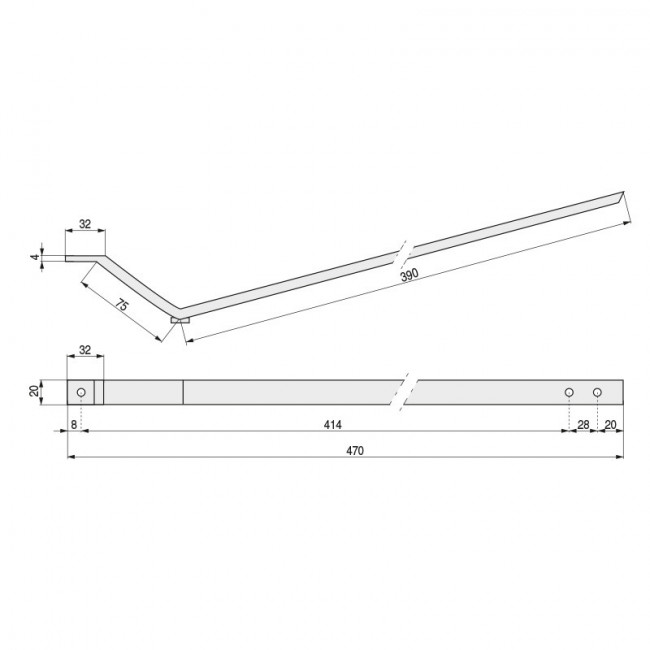 PATA METAL MASTER H-- V390/75 CROMO UN LADO 390mm/OTRO LADO 75mm.