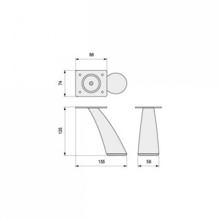 PATA METÁLICA. HIERRO. NÍQUEL SATINADO. ALTURA 135MM. PLACA CON 4 TALADROS. 88X74MM - Q&Q 2