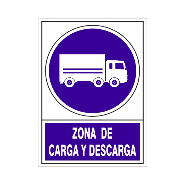 SEÑAL DE ZONA DE CARGA Y DESCARGA. INFORMATIVA. RECTANGULAR. PLACA RÍGIDA. ADHESIVO RÍGIDO