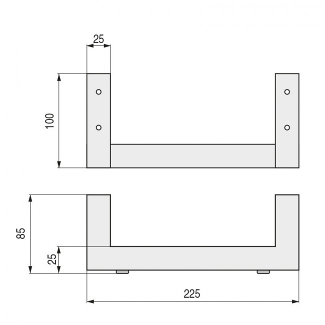 PATA METALICA SINA L225 H85  NIQUEL SAT