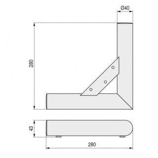 PATA METAL WANDA Ø40 280x280 H40 CROMO 2