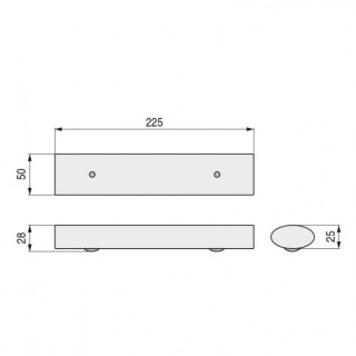 PATA METAL OVALADO ELIPSE 50x25 L225 ACERO INOXIDABLE 2