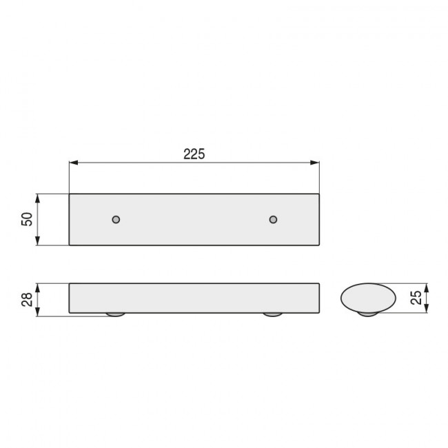 PATA METAL OVALADO ELIPSE 50x25 L225 ACERO INOXIDABLE PATA METAL OVALADO ELIPSE 50x25 L225 ACERO INOXIDABLE