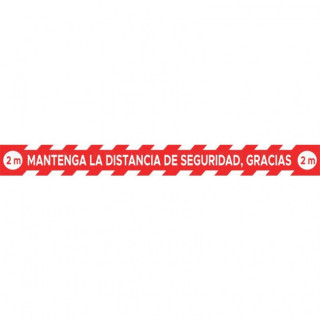 ADHESIVO DE SUELO. VINILO FLEXIBLE. SEÑALIZACIÓN. ROJO CON IMPRESIÓN BLANCA. BALIZAMIENTO. MARCAJE 2 M