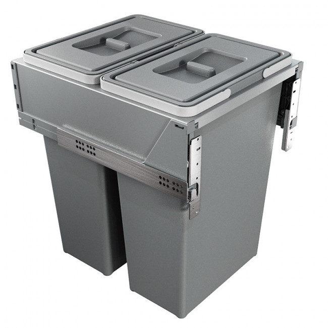 CUBO DE BASURA EXTRAÍBLE BLOCK 2.0. CAPACIDAD 2 X 35 L. ANTRACITA. MÓDULO 450 MM. EXTRACCIÓN TOTAL. CIERRE AMORTIGUADO