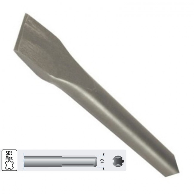 CINCEL SDS-MAX. ACERO. PLANO. 25X280MM
