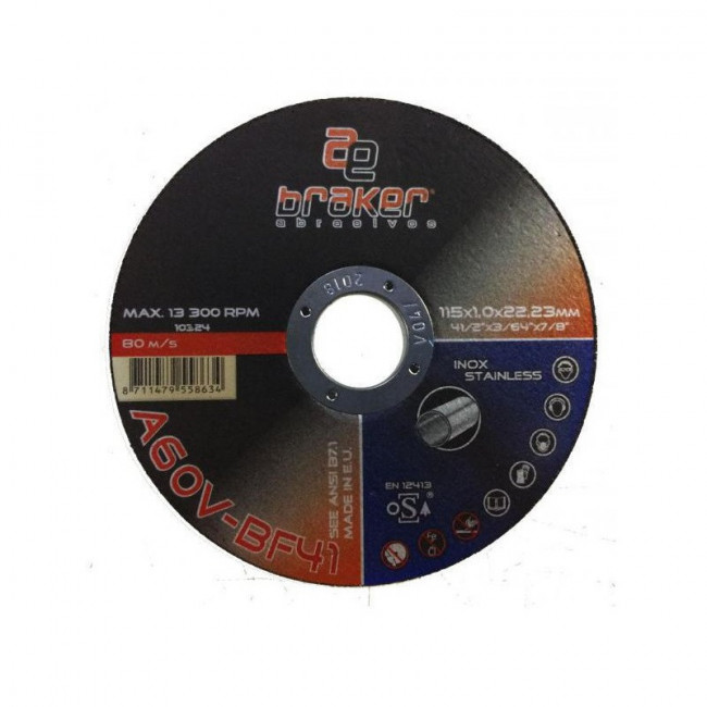 DISCO CORTAR INOXIDABLE BRAKER 115X1X22 CAW46 BF41 PLANO