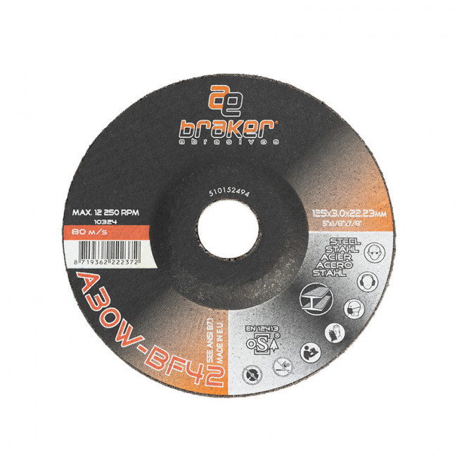 DISCO CORTAR ACERO BRAKER 125-3-22 BF42 CENTRO HUNDIDO