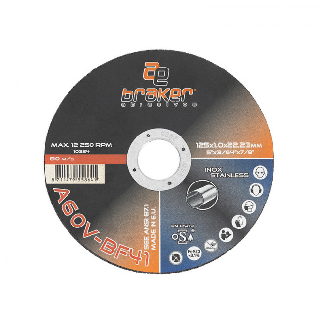 DISCO DE CORTE PARA ACERO INOXIDABLE 125X1X22,23 MM