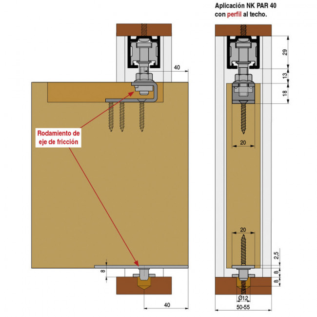 JUEGO DE ACCESORIOS PARA 2 PUERTAS PLAGABLES DE KLEIN. NK PAR 40. 3710