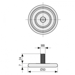 PIE NIVELADOR TONI Ø50 M8X24 NEGRO 2