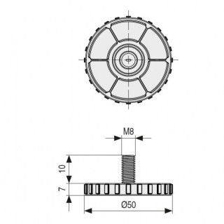 PIE NIVELADOR RIDO Ø50 M8X10 GRIS CLARO 2