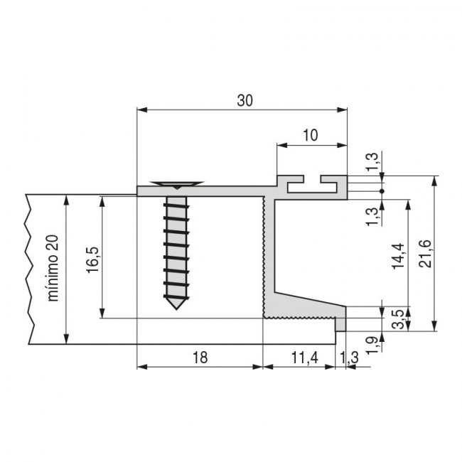 PERFIL TIRADOR ALUMINIO CALAS 30B 2,60 EFECTO INOX