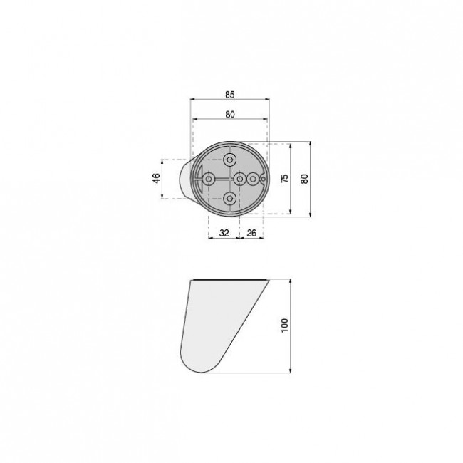 PATA PLASTICO KAVE REDONDA 100MM CROMO