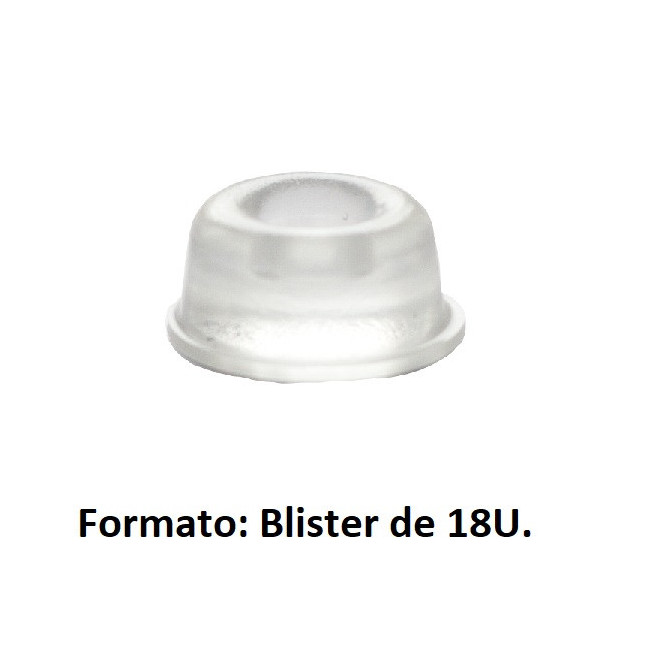 PARAGOLPES ADHESIVO DE POLIURETANO. TRANSPARENTE. ACRÍLICO SENSIBLE A LA PRESIÓN. BLÍSTER. 22,3 X 10,1 MM