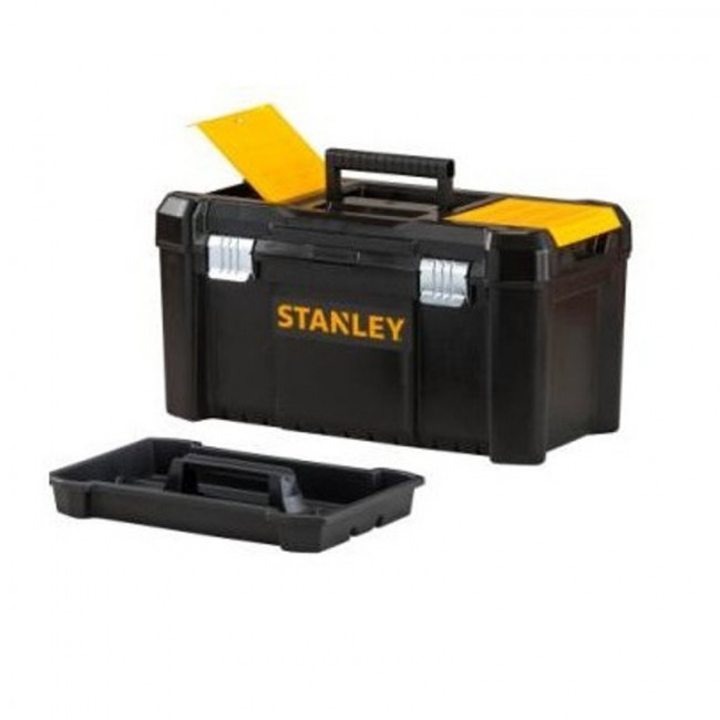 CAJA DE . PLÁSTICO. NEGRO Y AMARILLO. CIERRES METÁLICOS. 19 PULGADAS - STANLEY