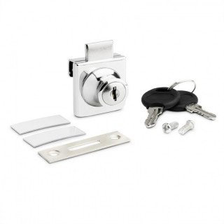 CERRADURA BOMBILLO CRISTAL 32x36 d20X20 CROMO C/LLAVES DIFERENTES FUNDA NEGRA ARTICULADA.