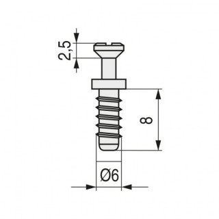TORNILLO SOPORTE CAZOLETA ø6x8mm ZINCADO (16,5mm) 2
