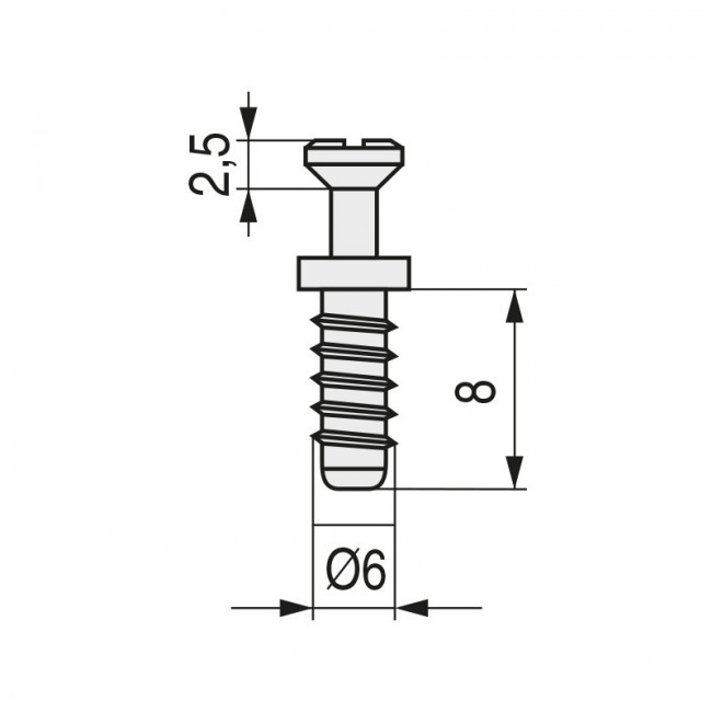 TORNILLO SOPORTE CAZOLETA ø6x8mm ZINCADO (16,5mm) TORNILLO SOPORTE CAZOLETA ø6x8mm ZINCADO (16,5mm)