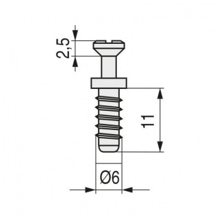 SOPORTE CAZOLETA EXCÉNTRICO. HIERRO ZINCADO. PARA SISTEMA ZAMEX. DIÁMETRO 6MM. RANURA EN CRUZ. LONGITUD 11MM 2