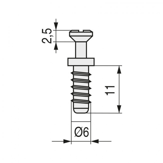 SOPORTE CAZOLETA EXCÉNTRICO. HIERRO ZINCADO. PARA SISTEMA ZAMEX. DIÁMETRO 6MM. RANURA EN CRUZ. LONGITUD 11MM