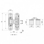 BISAGRA INVISIBLE KUBICA K6200 NIQUEL SATINADO   REGULACION 3D. 45Kgs/2 BIS. 95X60mm.