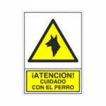 SEÑAL 301 PLAST.345x245 "CUIDADO PERRO" ­ATENCION! CUIDADO CON EL PERRO