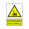 SEÑAL 325 ADHESIVA 148x105"PAS.CARRETILL ­ATENCION! PASO CARRETILLA