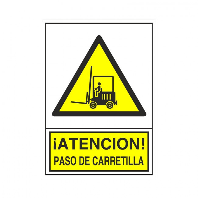 SEÑAL 325 ADHESIVA 148X105''PAS.CARRETILL ­ATENCION! PASO CARRETILLA