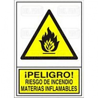 SEÑAL 347 PLAST.295X210 ­PELIGRO! RIESGO INCENDIO MATERIAL INFLAMABLES