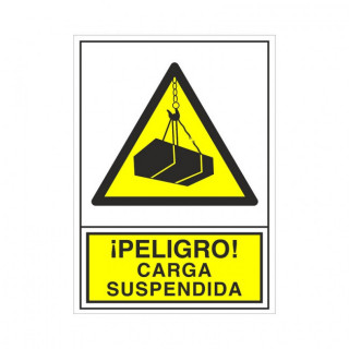 SEÑAL 388 PLAST.490x345CARGA SUSPENDIDA PELIGRO! CARGA SUSPENDIDA" 2