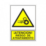 SEÑAL 398 ADHESIVA 148x105 "R.ATRAP." ­PELIGRO! RIESGO DE ATRAPAMIENTO (MANO)