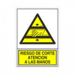 SEÑAL 396 PLAST.295X210''R.CORTE MANOS'' RIESGO DE CORTE ATENCION LAS MANOS