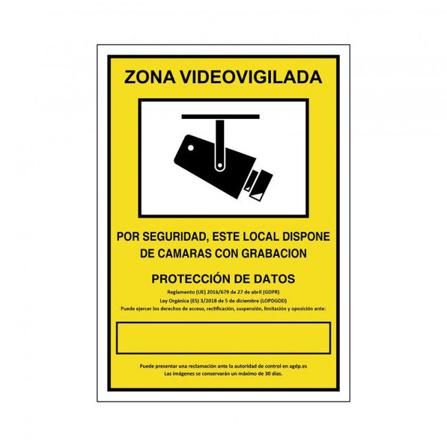 SEÑAL 839 PLAST.297X210''Z/VIDEOVIGILADA'' ZONA VIDEOVIGILADA