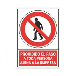 SEÑAL 414 ADHESIVA 148x105"PR.PAS.P/AJE" PROHIBIDO PASO A TODA PERS.AJENA EMPRESA