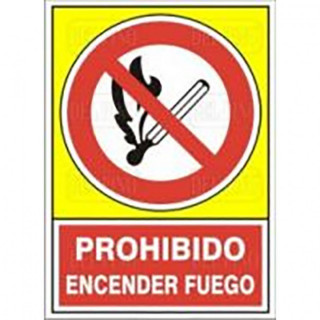 SEÑAL 408 PLAST.490x345"PR.ENCEND.FUEGO" PROHIBIDO ENCENDER FUEGO