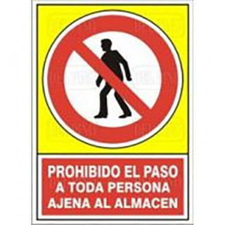 SEÑAL 413 PLAST.345x245"PR.PER/AJ.ALMAC" PROHIBIDO PASO TODA PERS.AJENA ALUMINIO ALMACEN