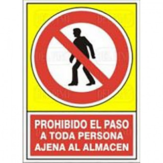 SEÑAL 413 PLAST.345x245"PR.PER/AJ.ALMAC" PROHIBIDO PASO TODA PERS.AJENA ALUMINIO ALMACEN