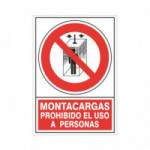 SEÑAL 428 PLASTICO 295X210 MONTACARGAS PROHIBIDO EL USO A PERSONAS