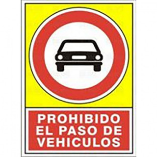 SEÑAL 497 PLAST.490x345 "PR.PASO VEHIC." PROHIBIDO EL PASO DE VEHICULOS