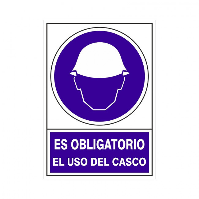 SEÑAL 600 PLAST.490x345 "OBLI.USO CASCO" ES OBLIGATORIO EL USO DEL CASCO