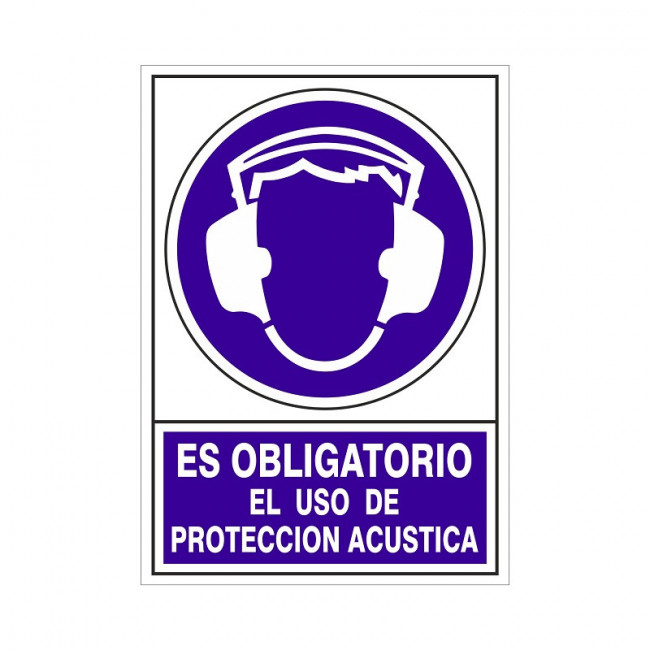 SEÑAL 607 ADHESIVA 148X105''OB.U.PR/ACUS'' ES OBLIGATORIO USO PROTECCION ACUSTICA