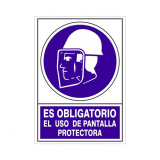 SEÑAL 609 ADHESIVA 148x105"OBL.USO PANT" ES OBLIGATORIO USO PANTALLA PROTECTORA