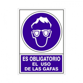 SEÑAL 610 ADHESIVA 148X105''OB.USO GAFAS'' ES OBLIGATORIO EL USO DE LAS GAFAS
