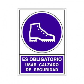 SEÑAL 633 ADHESIVA 148x105"OB.CALZ.SEG." ES OBLIGATORIO USAR CALZADO DE SEGURIDAD