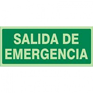 SEÑAL PLÁSTICA DE SALIDA DE EMERGENCIA. PLÁSTICO. VERDE CON TEXTO BLANCO