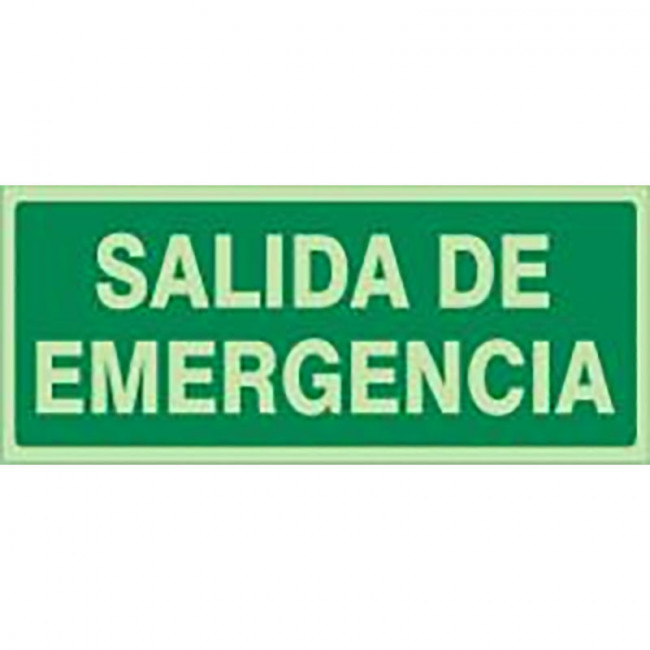 SEÑAL PLÁSTICA DE SALIDA DE EMERGENCIA. PLÁSTICO. VERDE CON TEXTO BLANCO