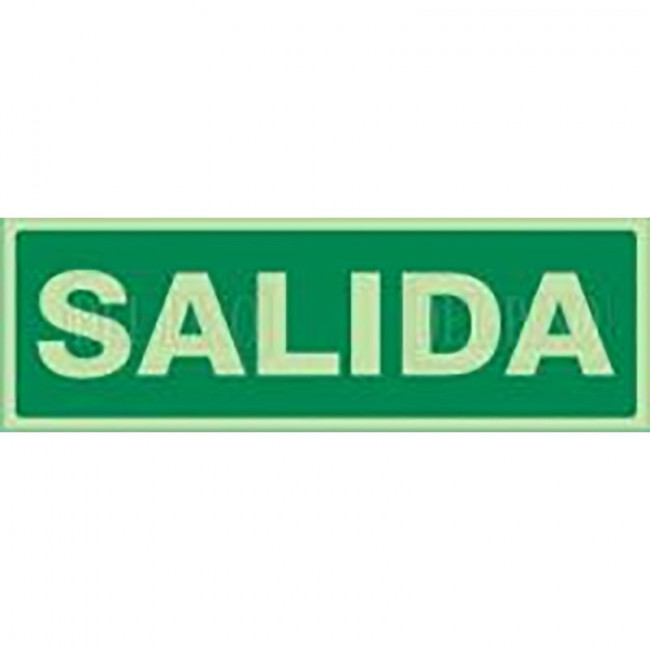 SEÑAL DE SALIDA. PLÁSTICA. LUMINISCENTE. RECTANGULAR. 297X105MM